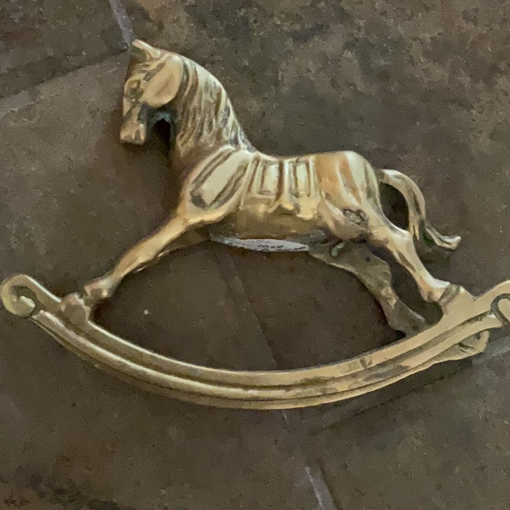 HANDMADE BRASS ROCKING HORSE 🐴 rare figurine from early 1970’s, elegant décor